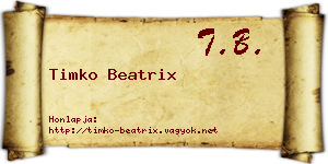Timko Beatrix névjegykártya